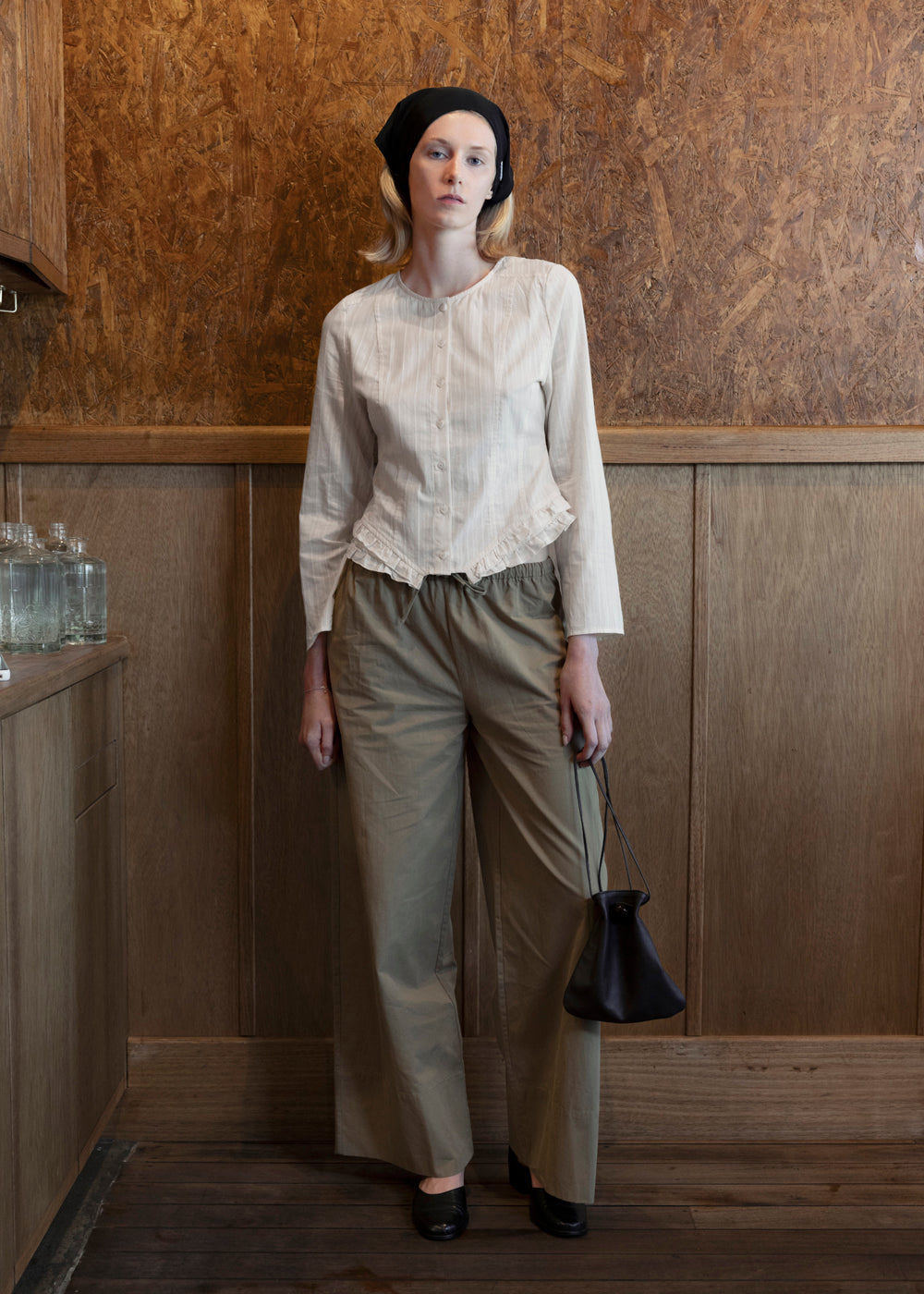 Mid-Rise Drawcord Pant Tortora