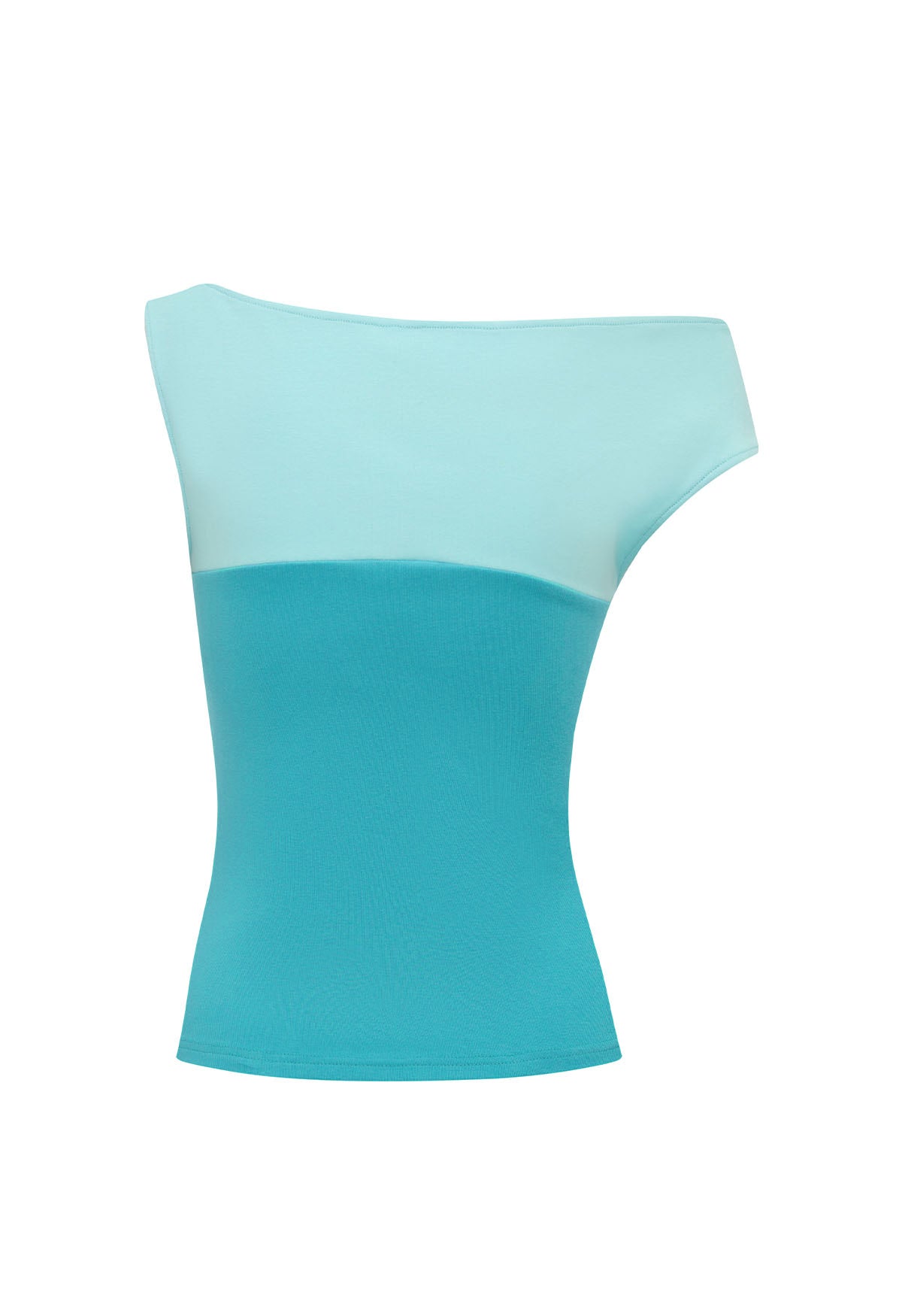 Asym Bardot Top Acqua
