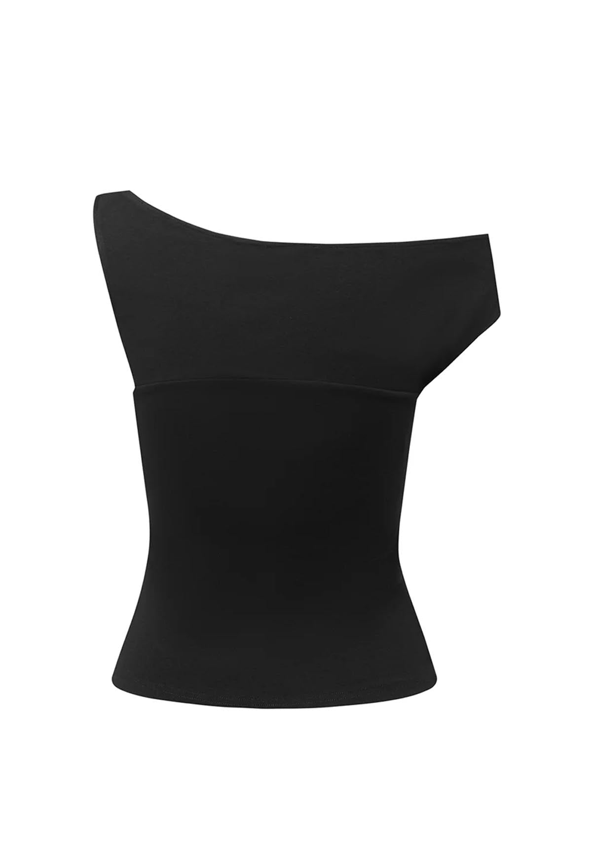 Asym Bardot Top Nera