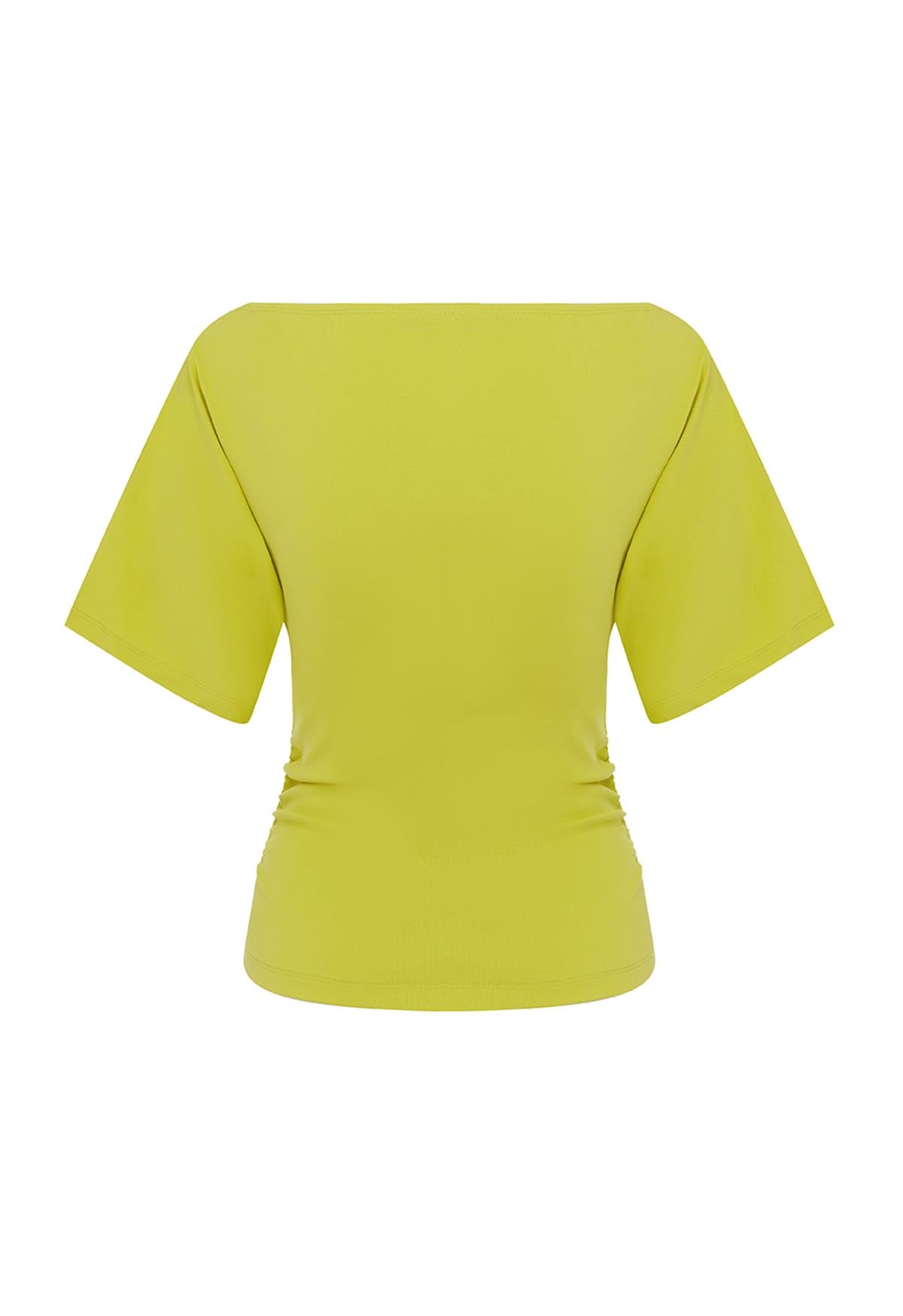 Bardot Ruched Top Chartreuse