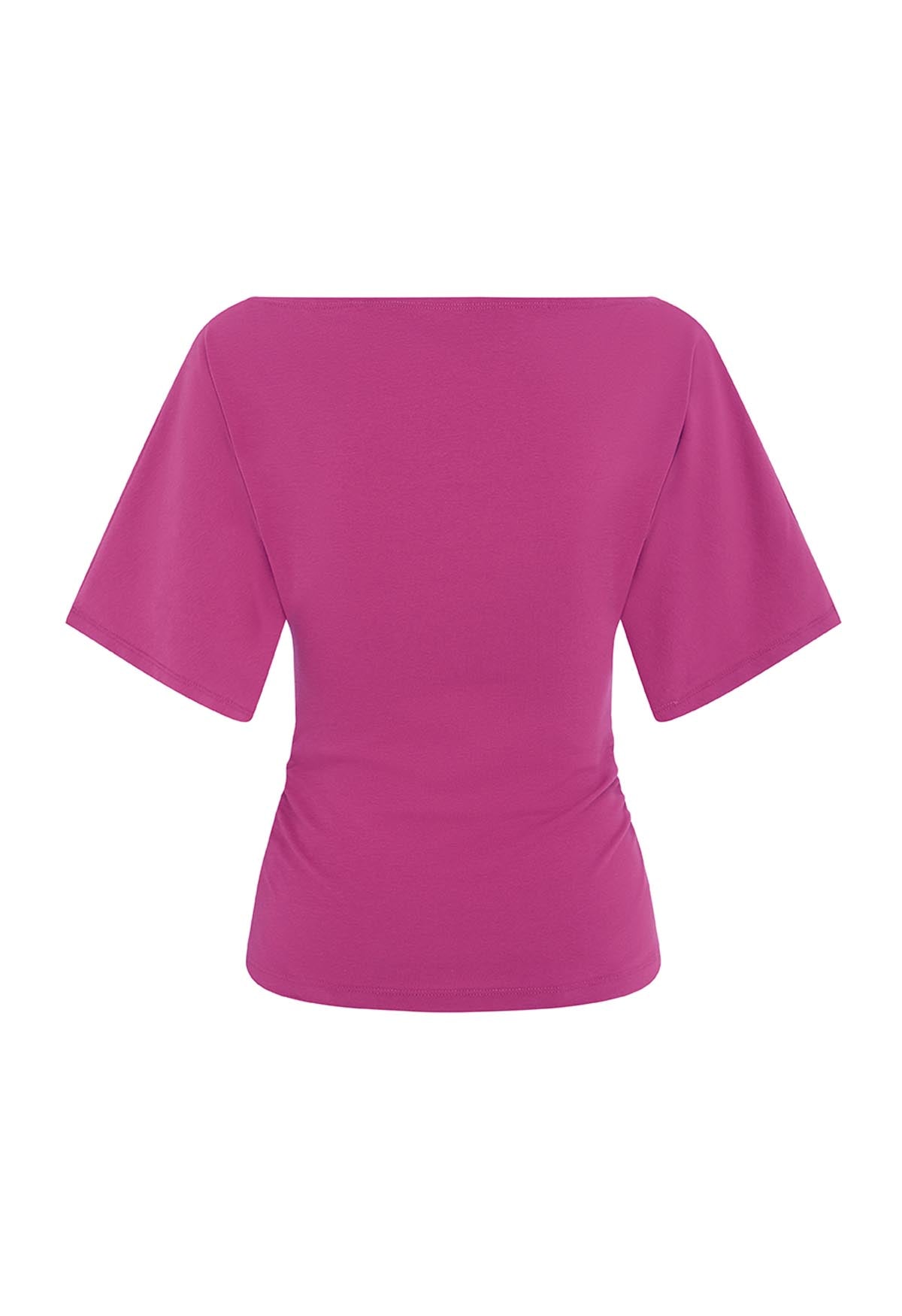 Bardot Ruched Top Magenta