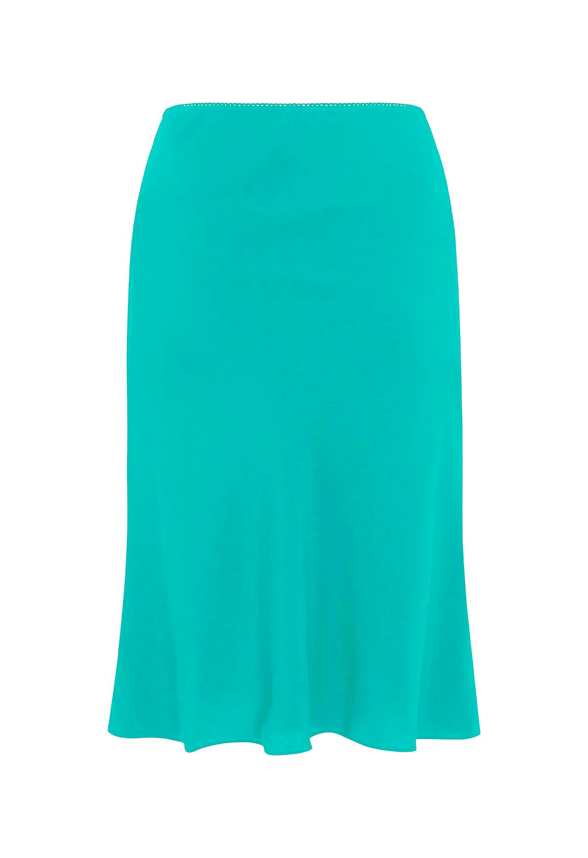 Bias Knee Skirt Turchese Silk