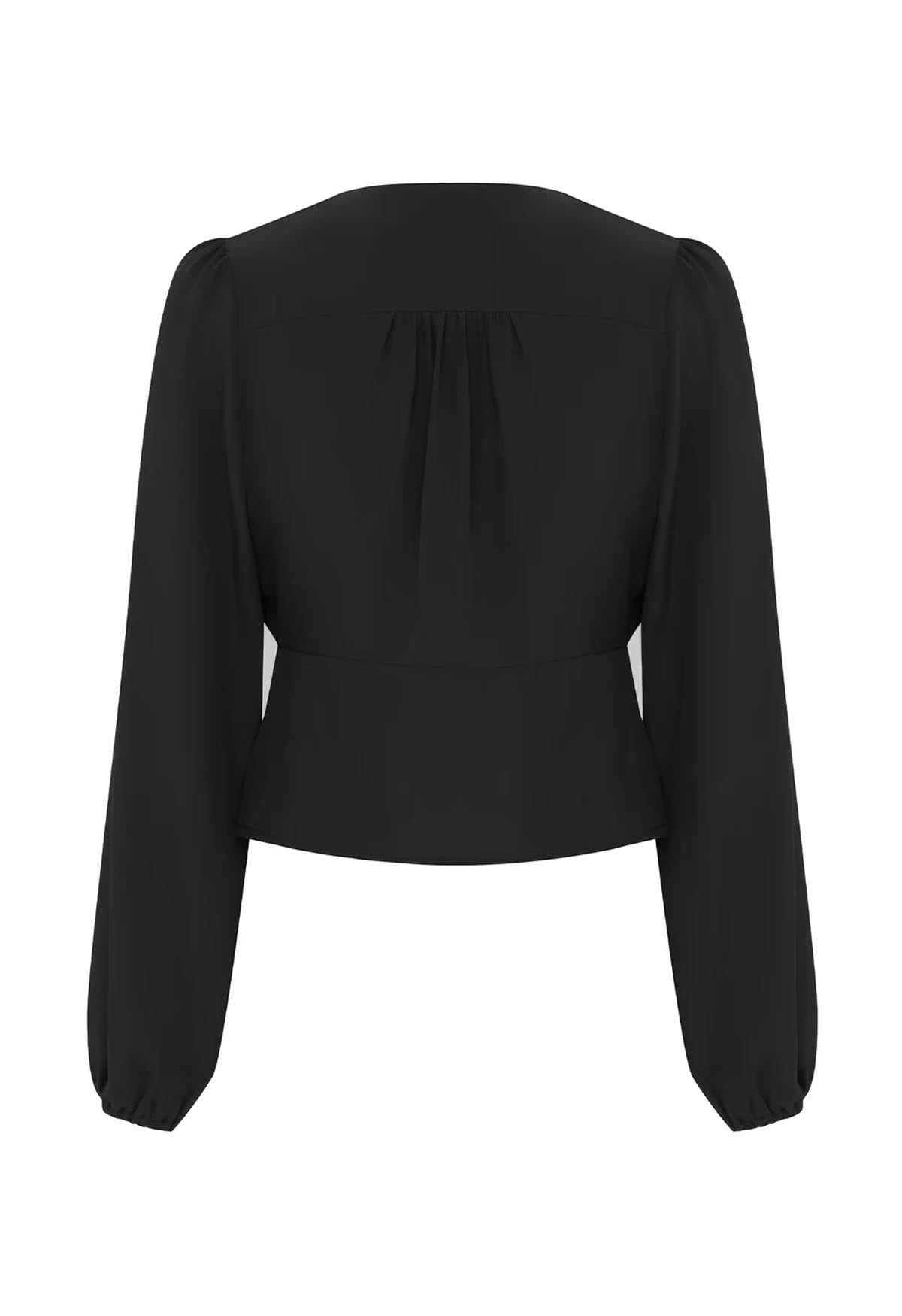 Button-Through Long Sleeve Blouse Nera