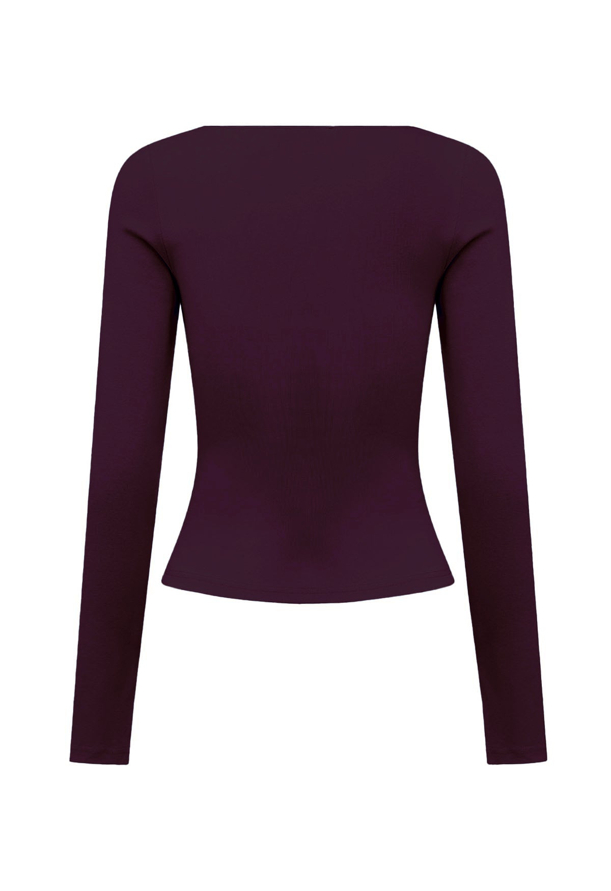 Button-Through Long Sleeve Top Aubergine