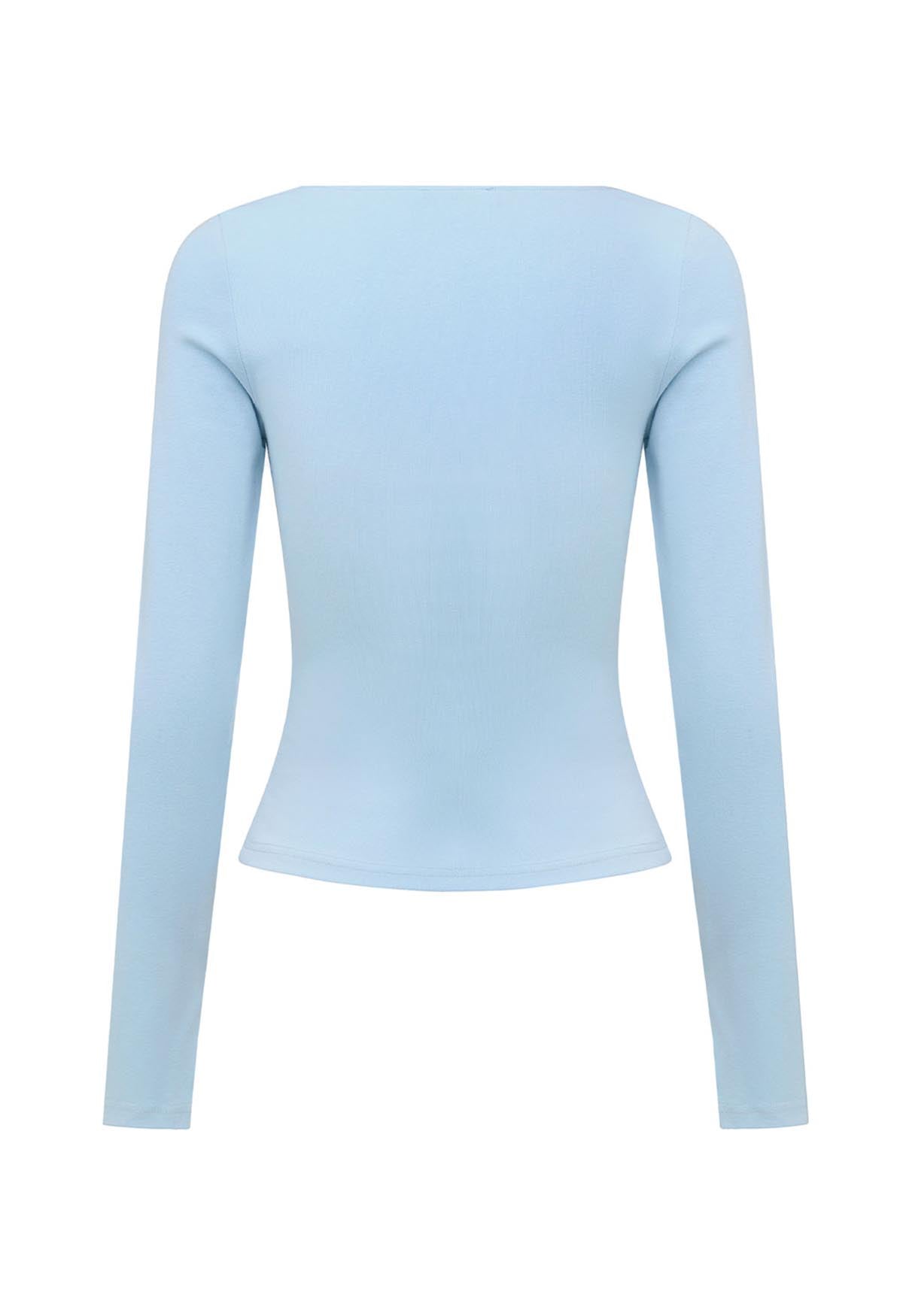 Button-Through Long Sleeve Top Cielo