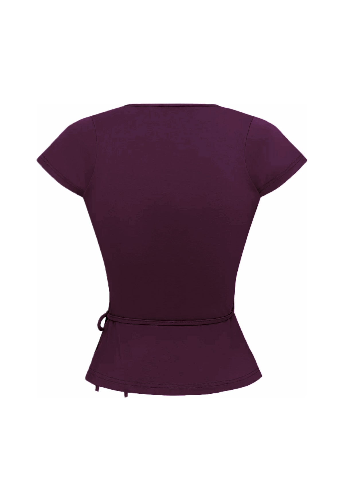 Cap-Sleeve Wrap Top Aubergine