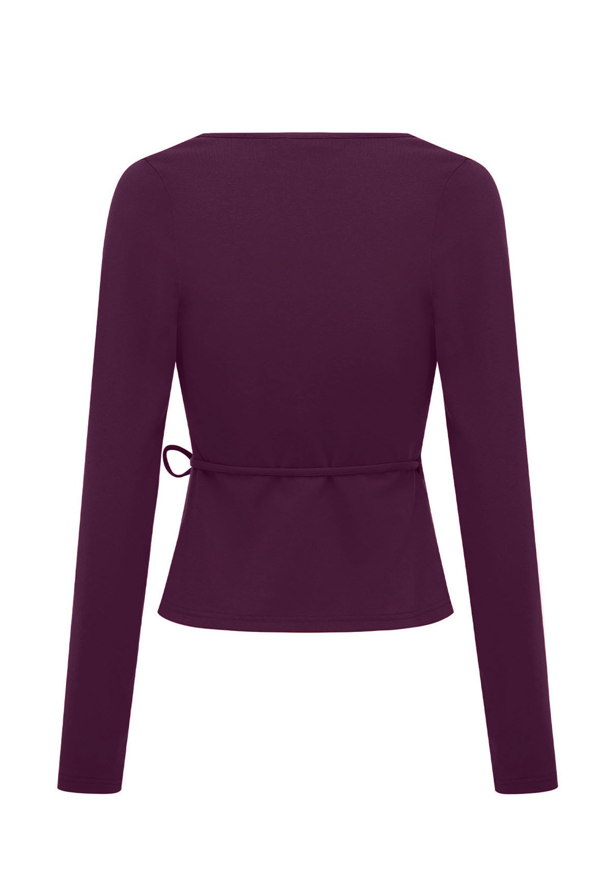 Long Sleeve Wrap Top Aubergine