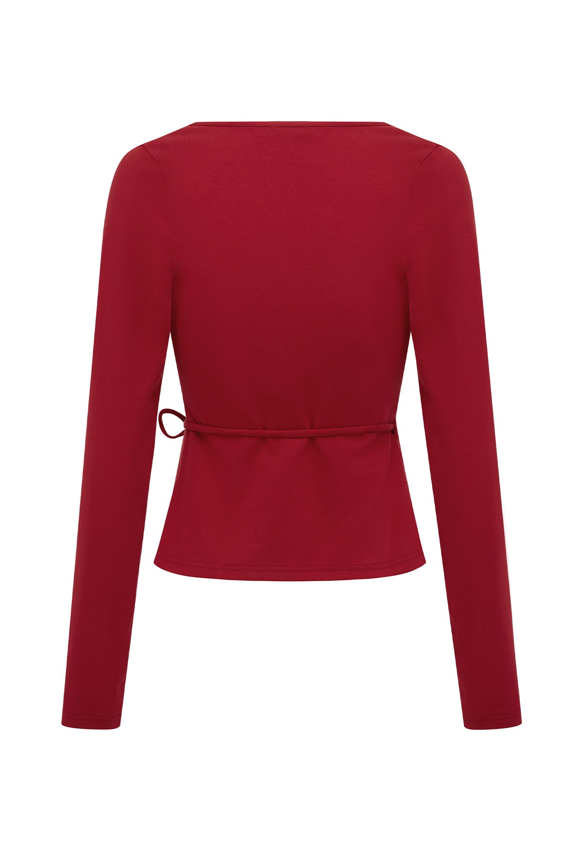 Long Sleeve Wrap Top Vino Rosso