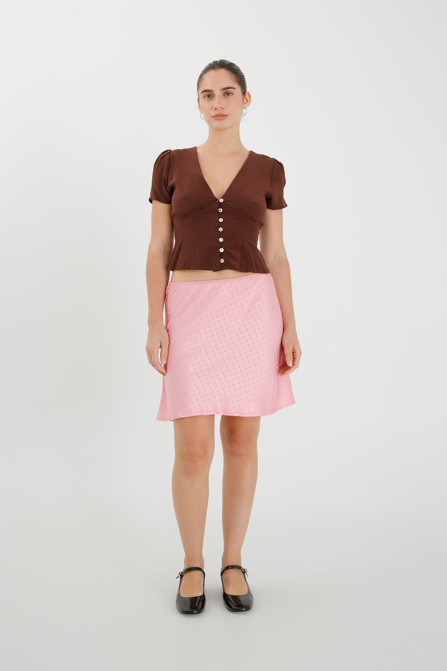 Bias Mini Skirt Jacquard Rosa