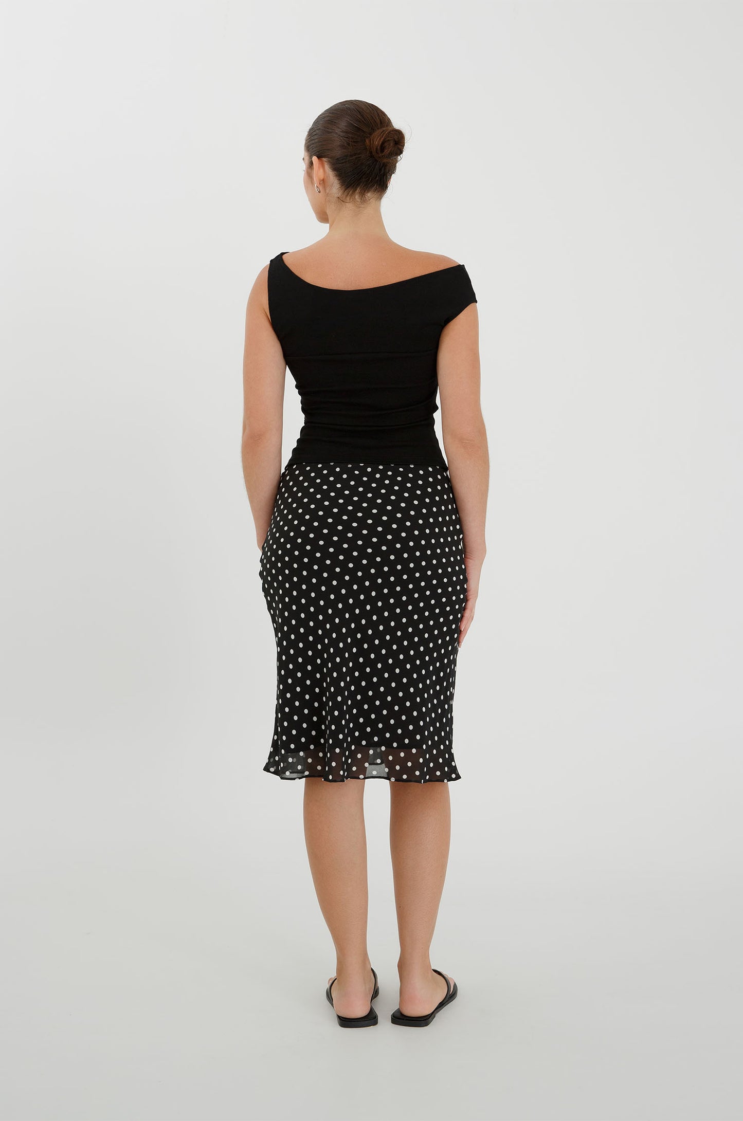 Bias Knee Skirt Pois Nera