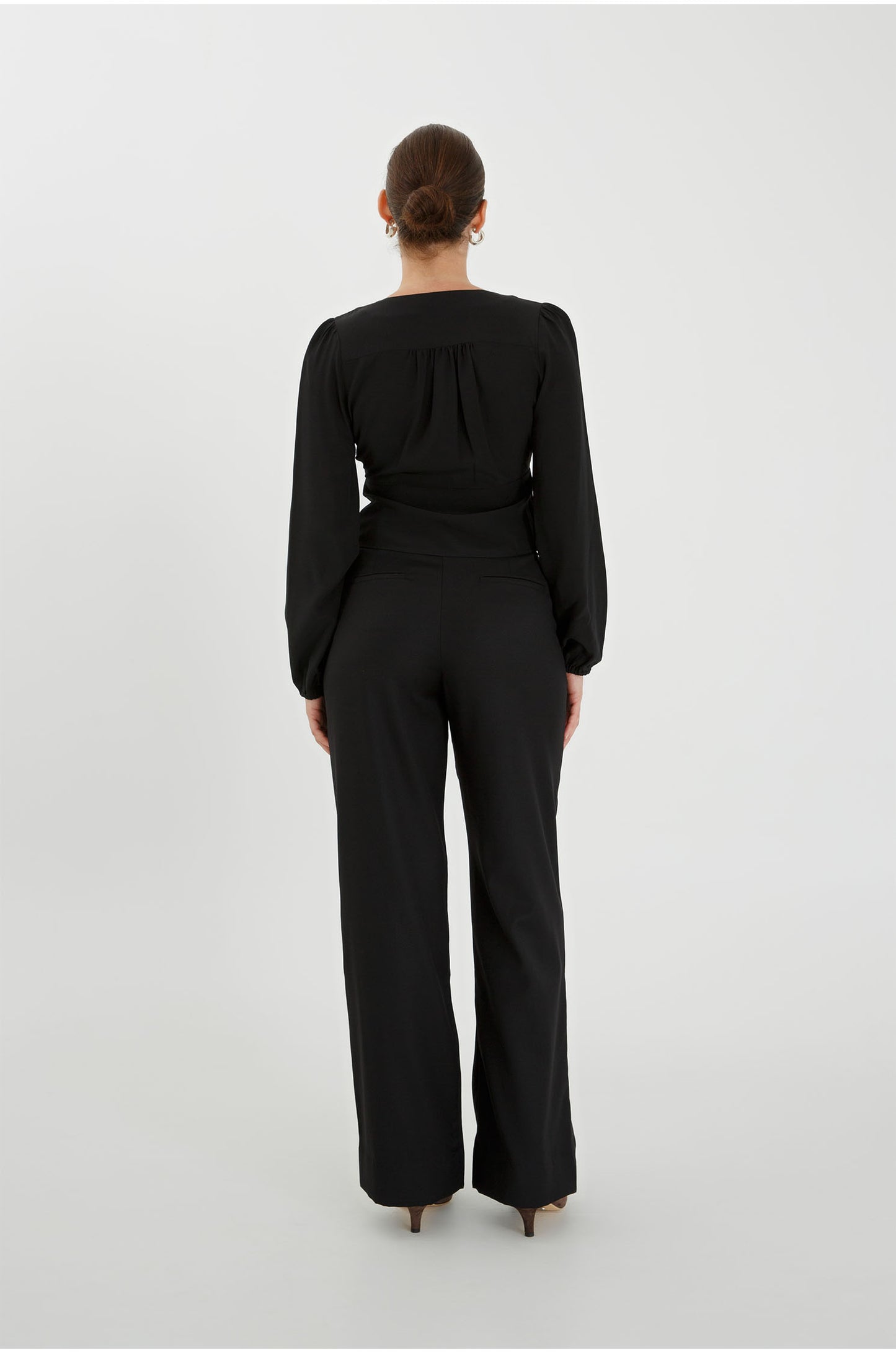 Button-Through Long Sleeve Blouse Nera