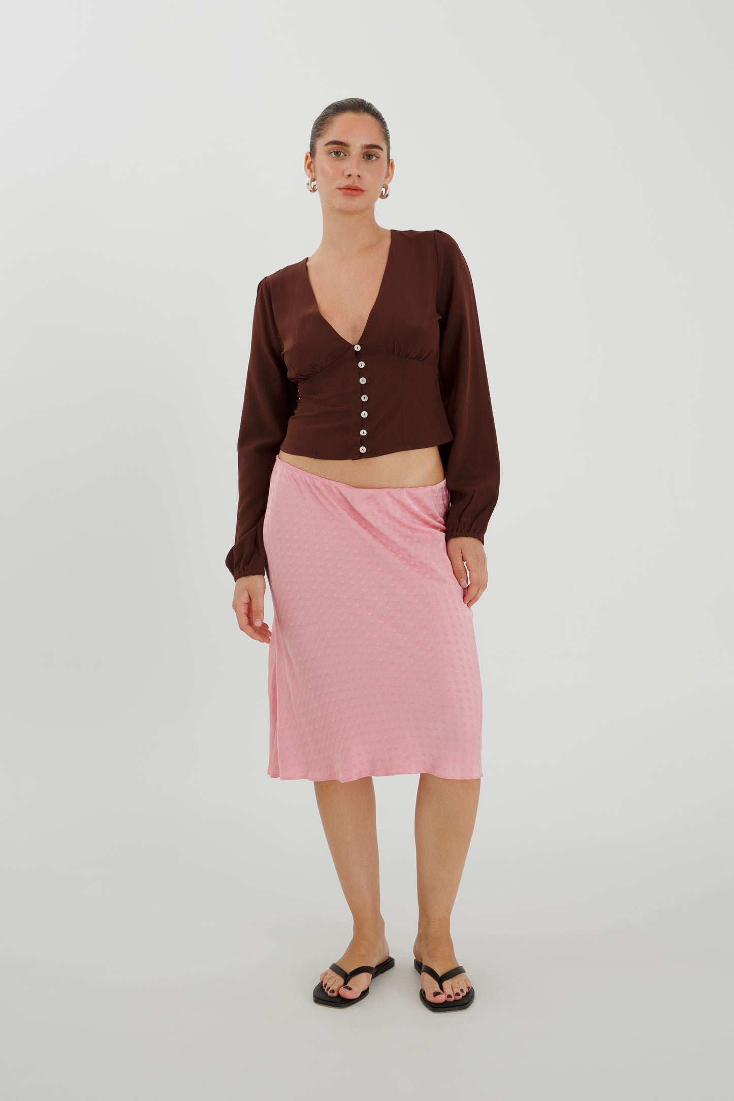 Button-Through Long Sleeve Blouse Ciocco