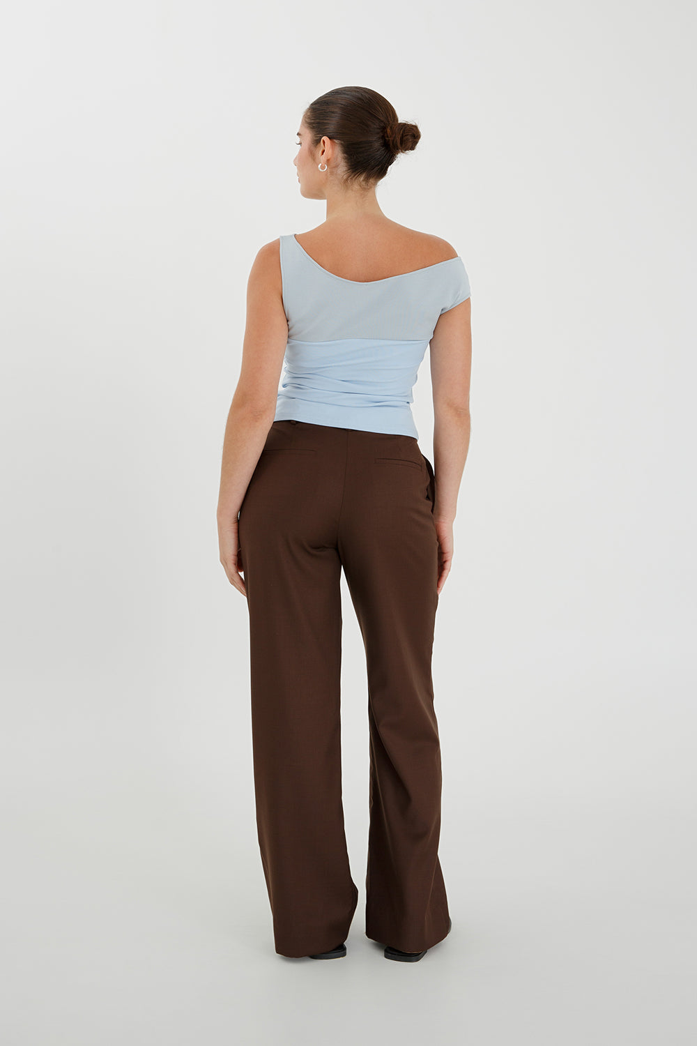 Asym Bardot Top Cielo