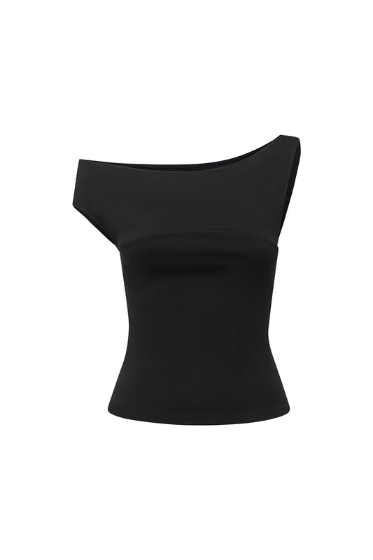 Asym Bardot Top Nera
