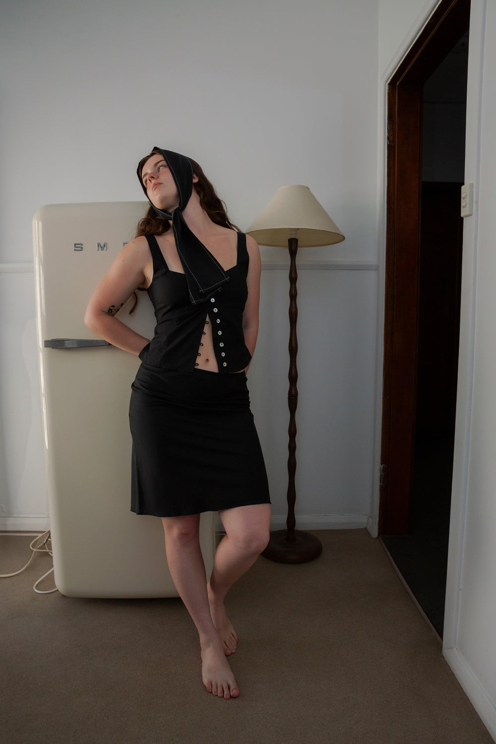 Bias Knee Skirt Nera Tencel