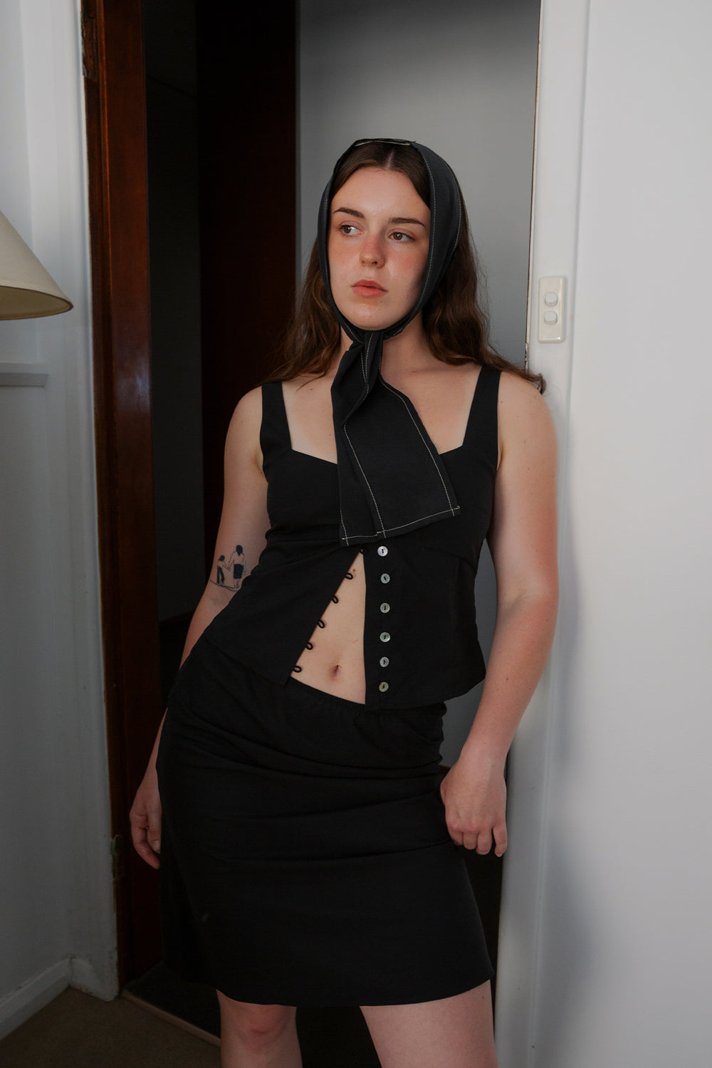 Bias Knee Skirt Nera Tencel