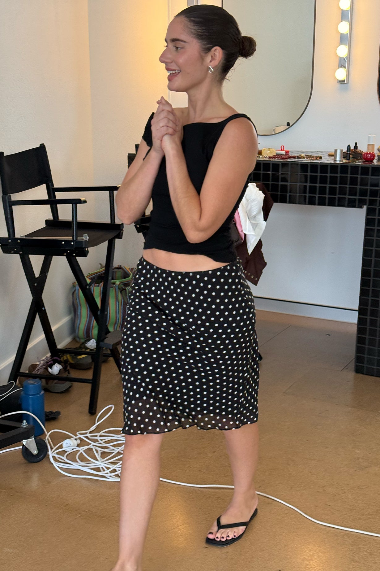 Bias Knee Skirt Pois Nera (first production run)