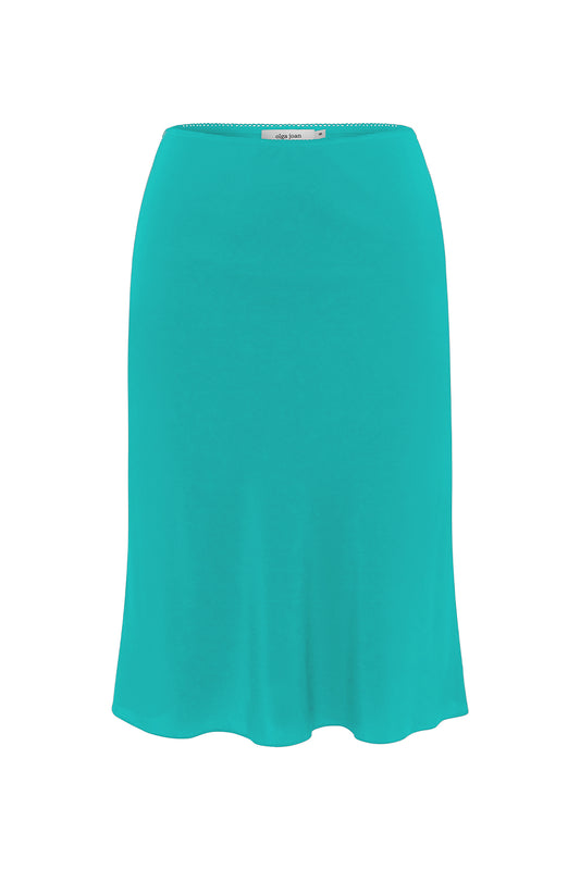Bias Knee Skirt Turchese