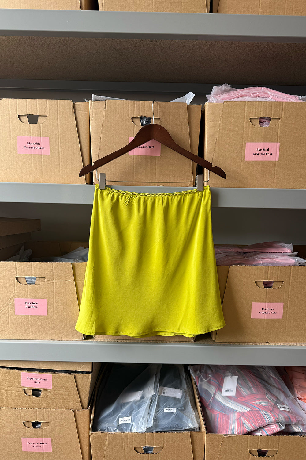 Bias Mini Skirt Chartreuse