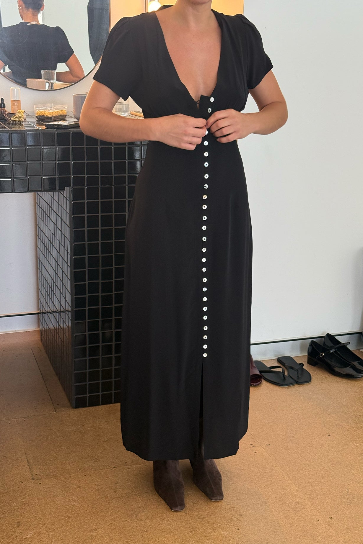 Cap-Sleeve Dress Nera