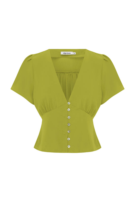 Cap-Sleeve Top Chartreuse