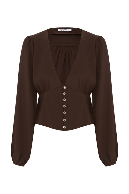 Button-Through Long Sleeve Blouse Ciocco