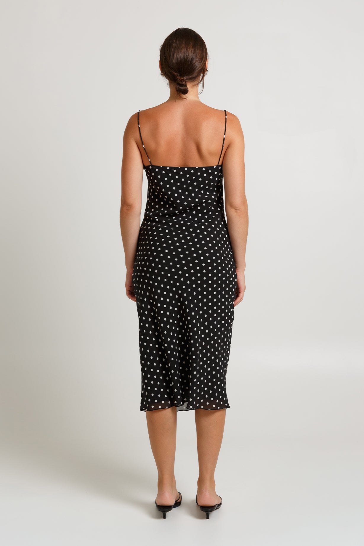 Cinched Bust Slip Dress Pois Nera