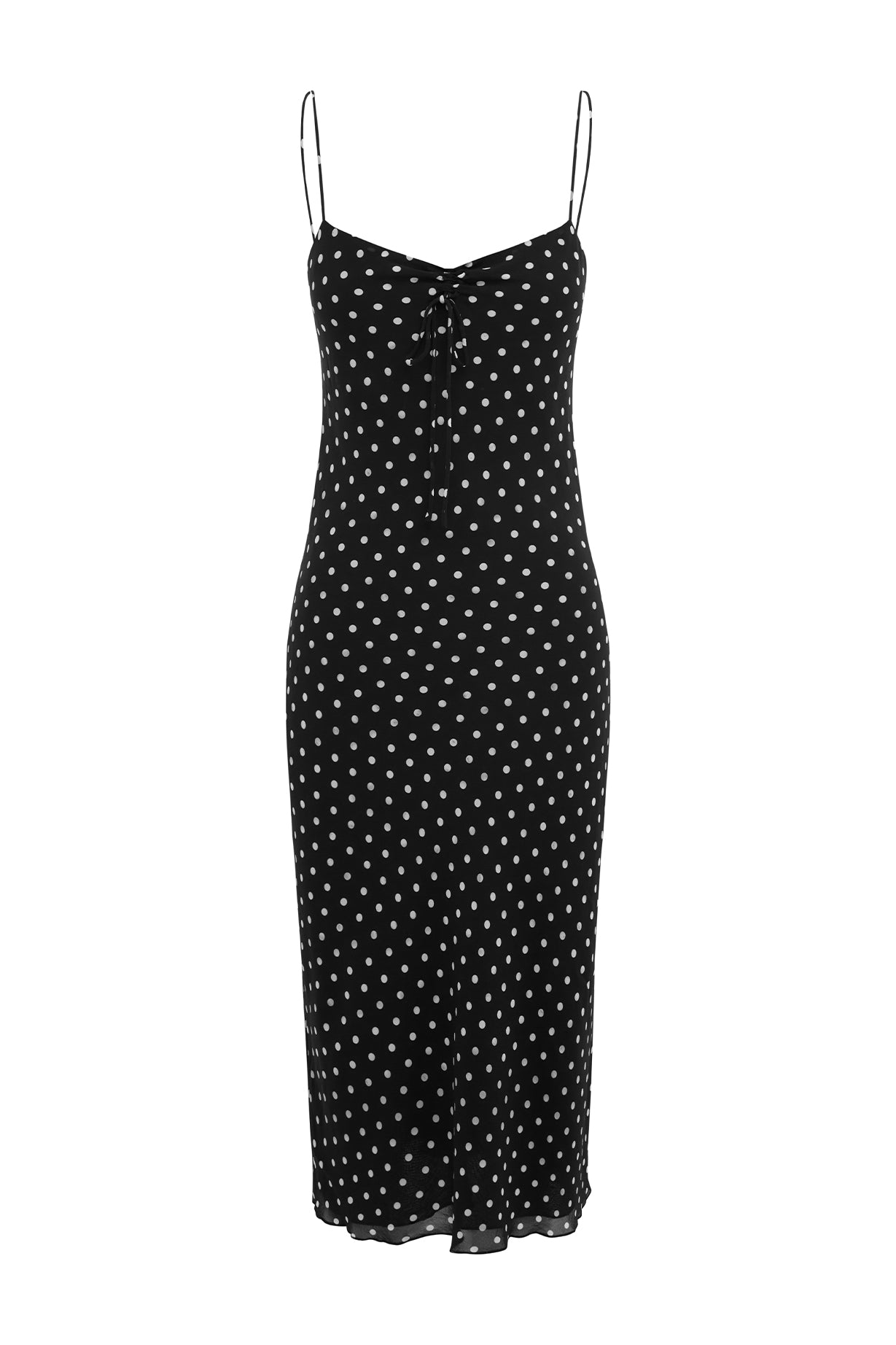 Cinched Bust Slip Dress Pois Nera