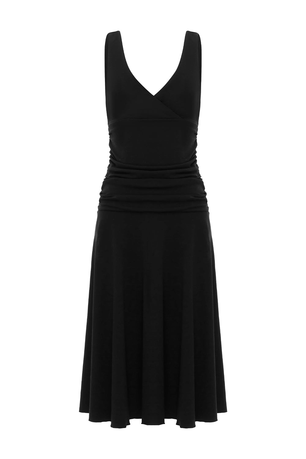 Ruched Plunge Jersey Dress Nera