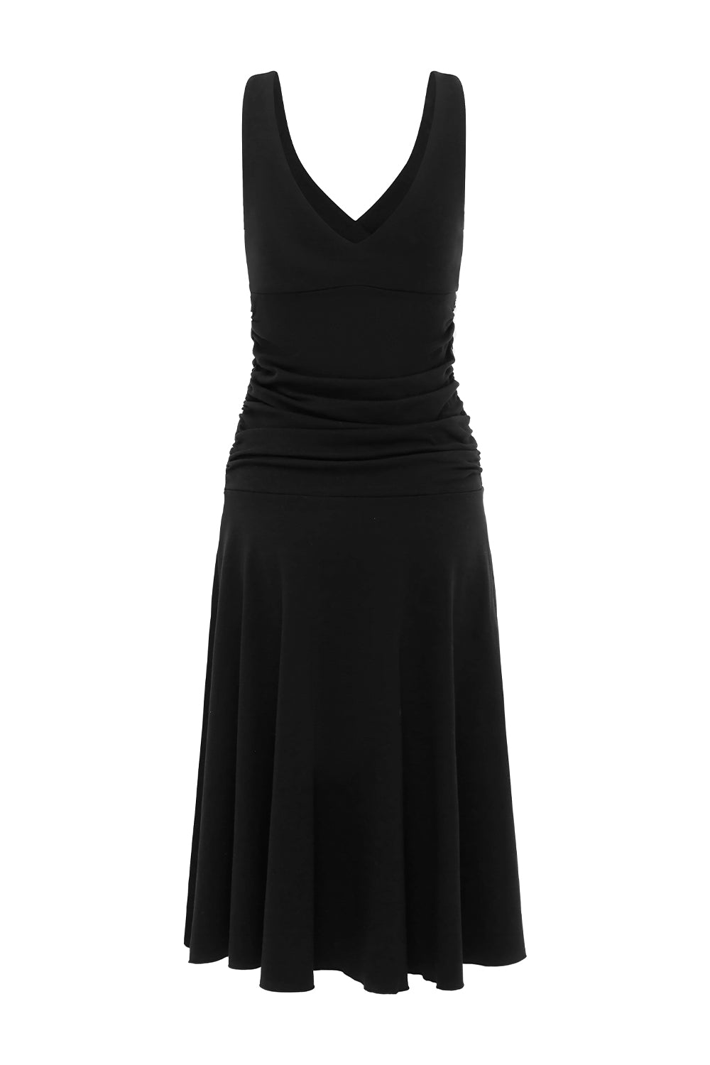 Ruched Plunge Jersey Dress Nera