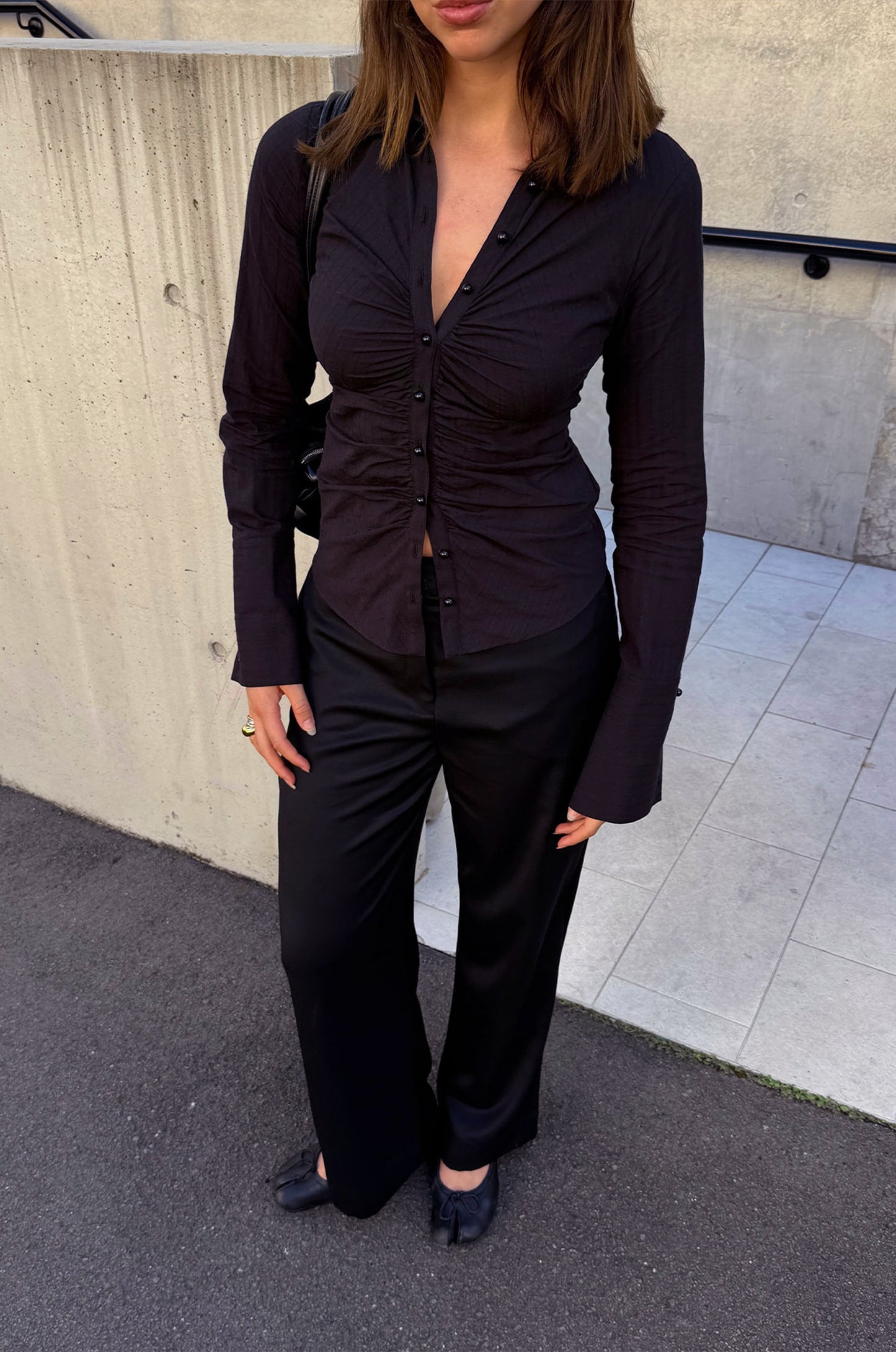 Ruched Front Shirt Nera