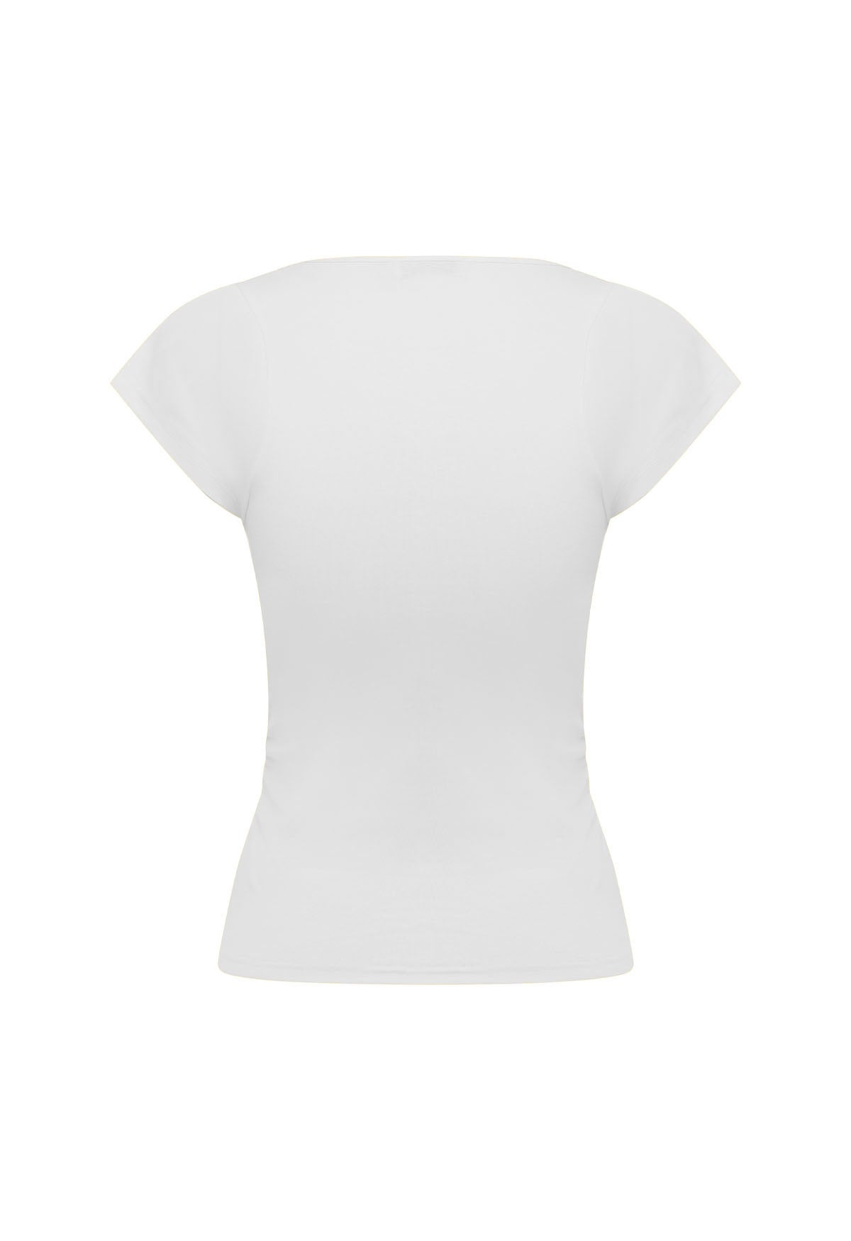 Ruched Plunge Cap-Sleeve Top Bianca
