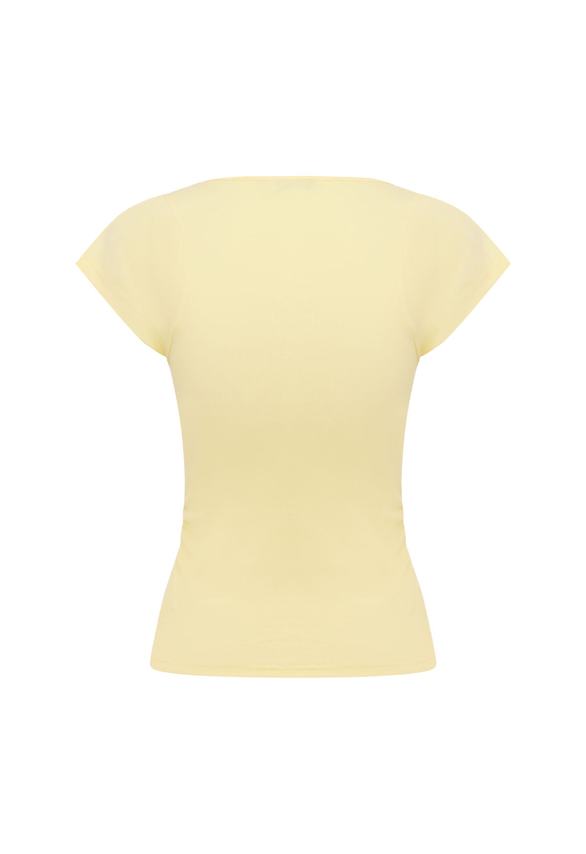 Ruched Plunge Cap-Sleeve Top Limone
