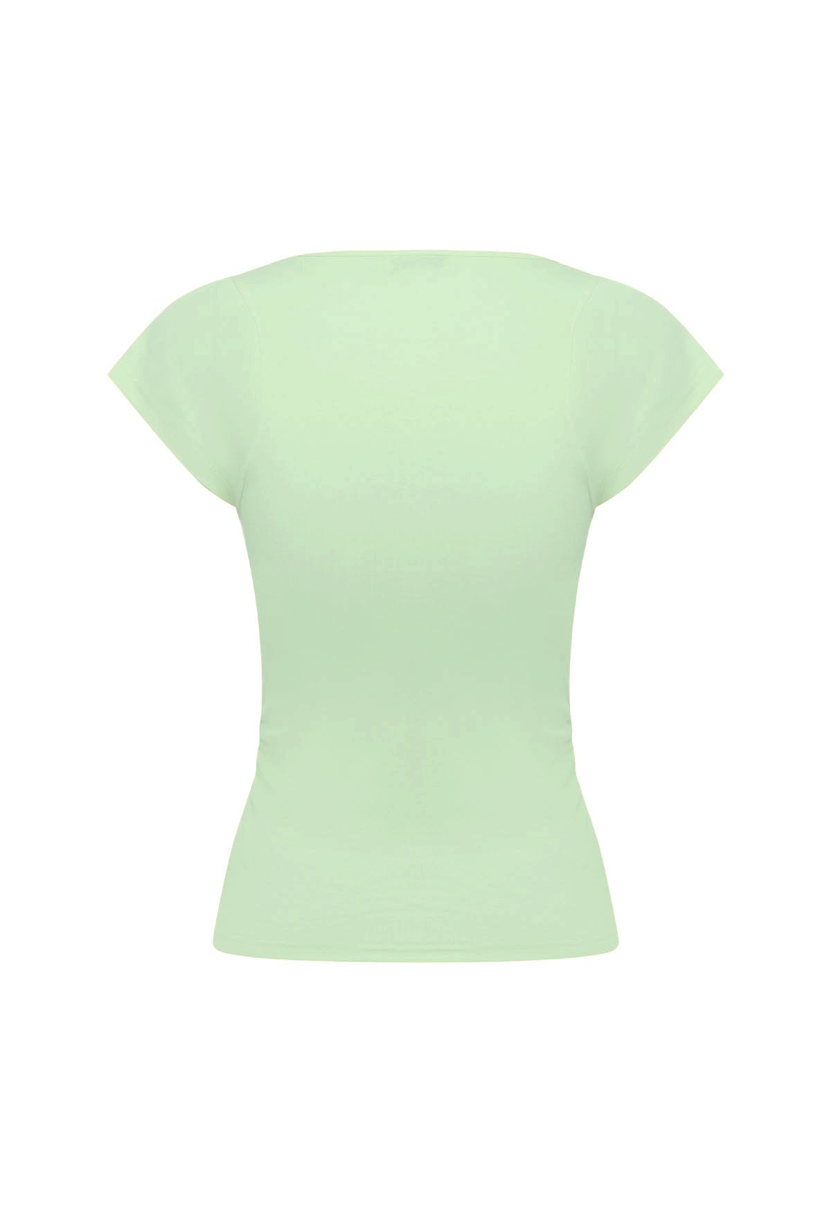 Ruched Plunge Cap Sleeve Top Menta
