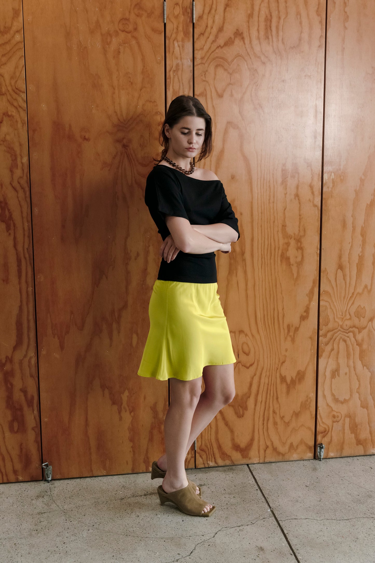Bias Mini Skirt Chartreuse