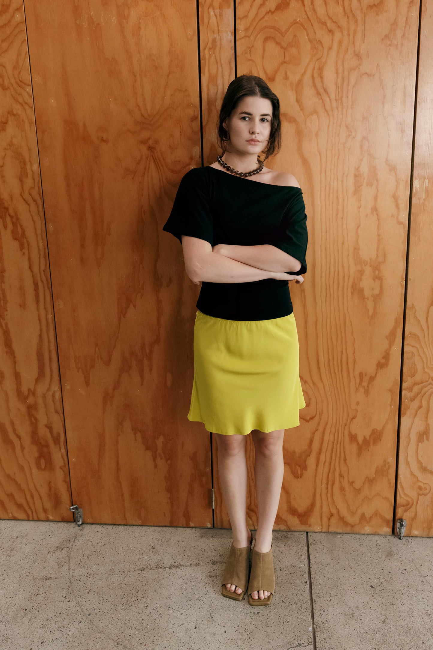 Bias Mini Skirt Chartreuse