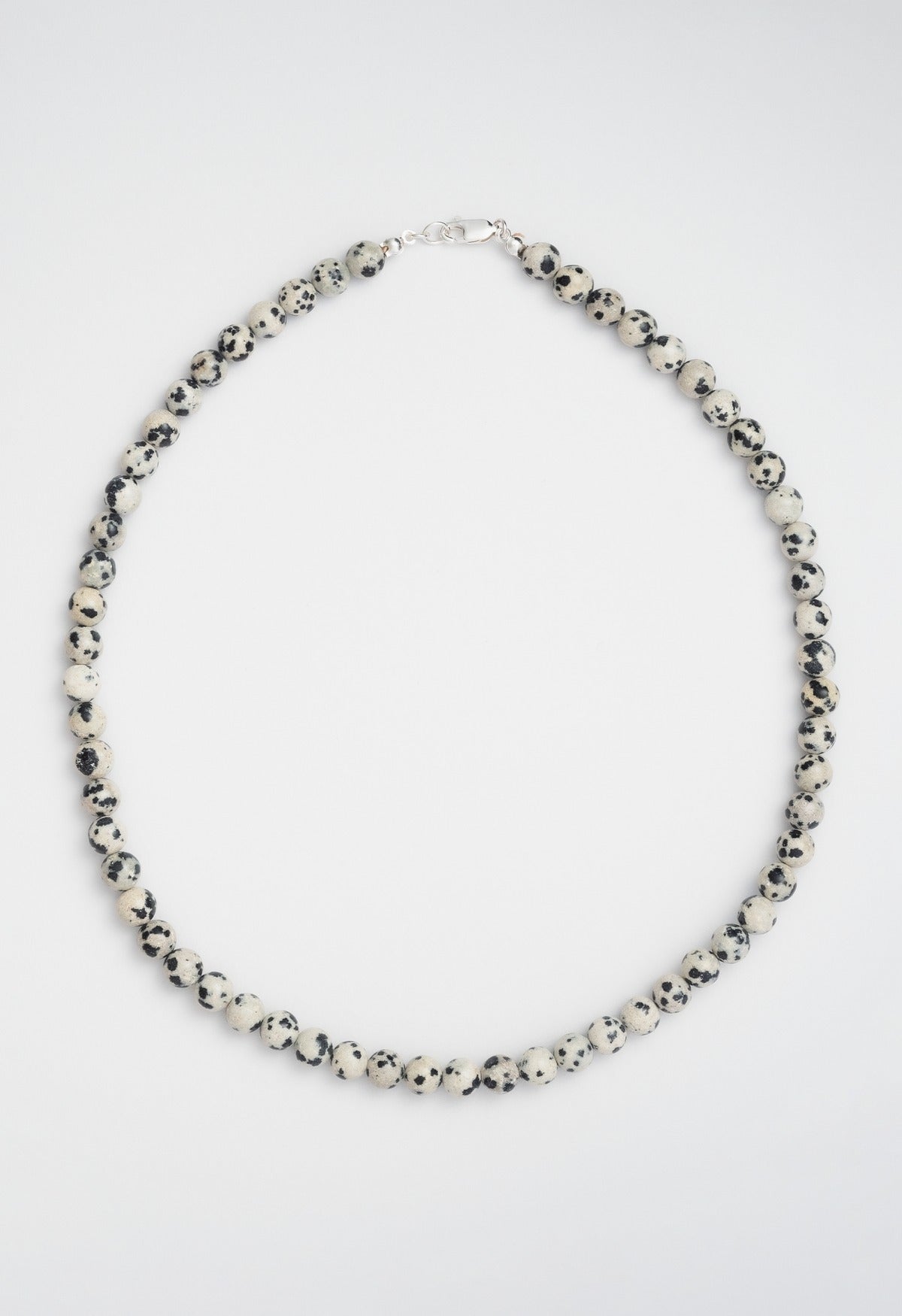 Sun Ray Necklace Dalmatian Jasper Silver 6mm