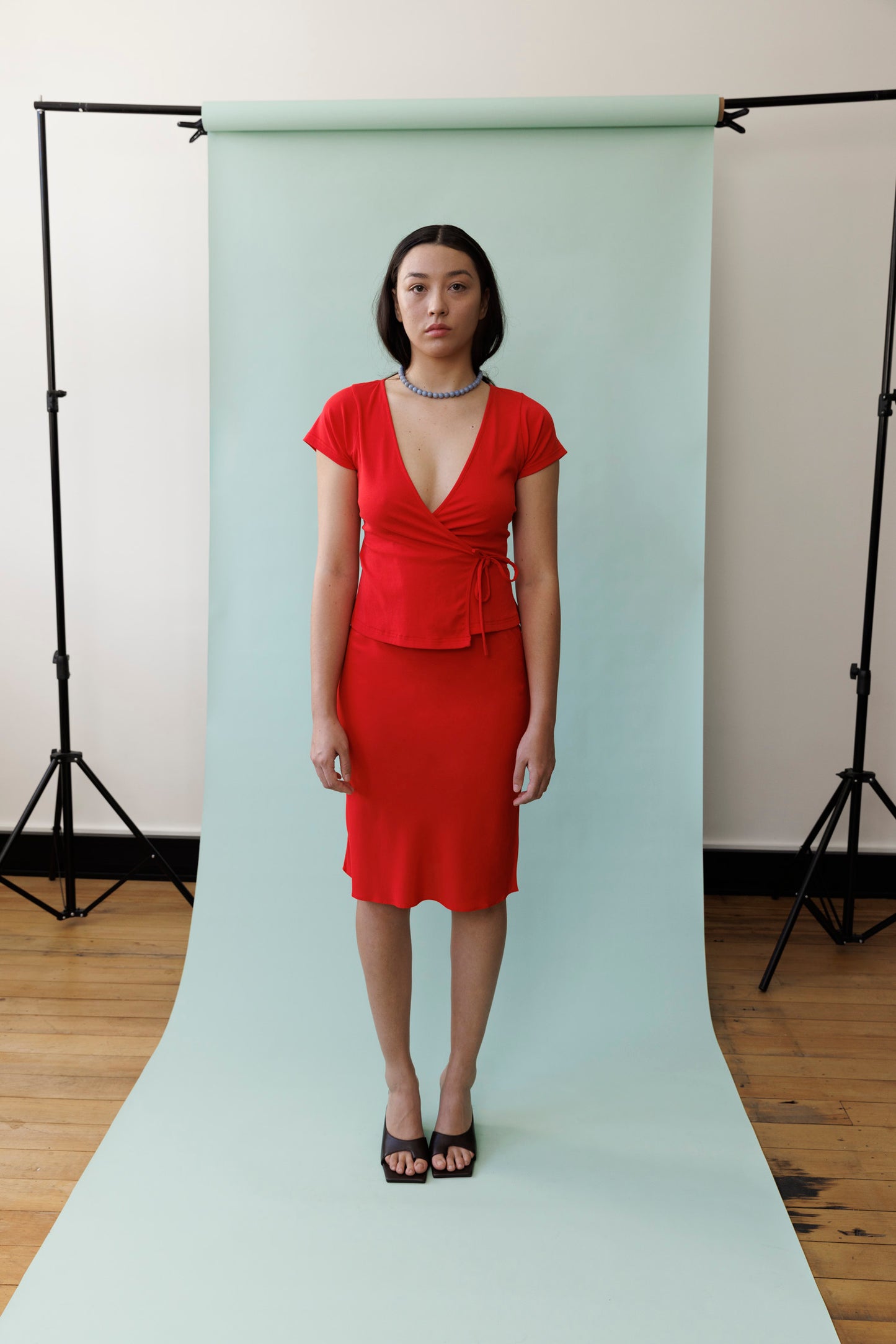 Bias Knee Skirt Pomodoro