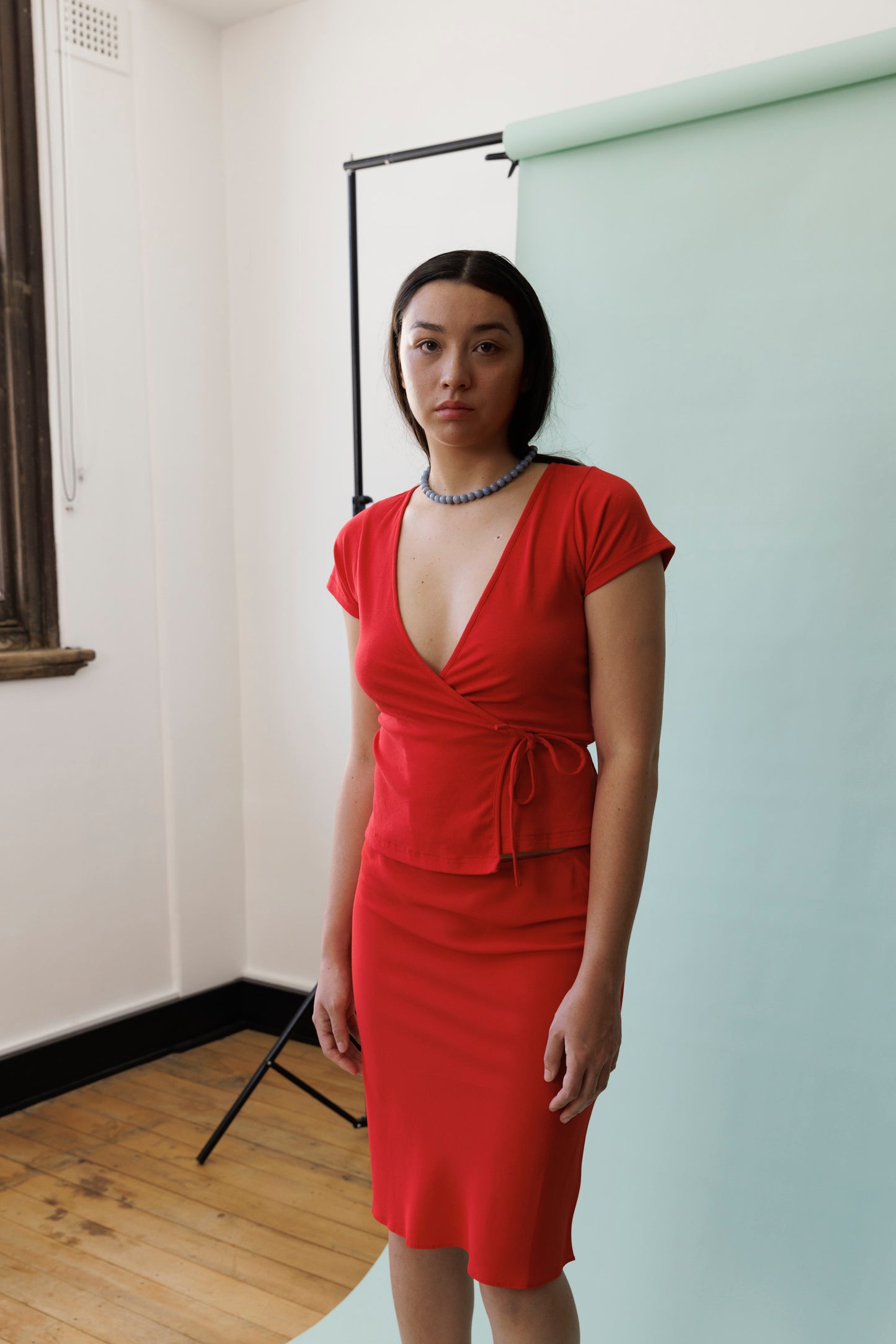 Cap-Sleeve Wrap Top Pomodoro