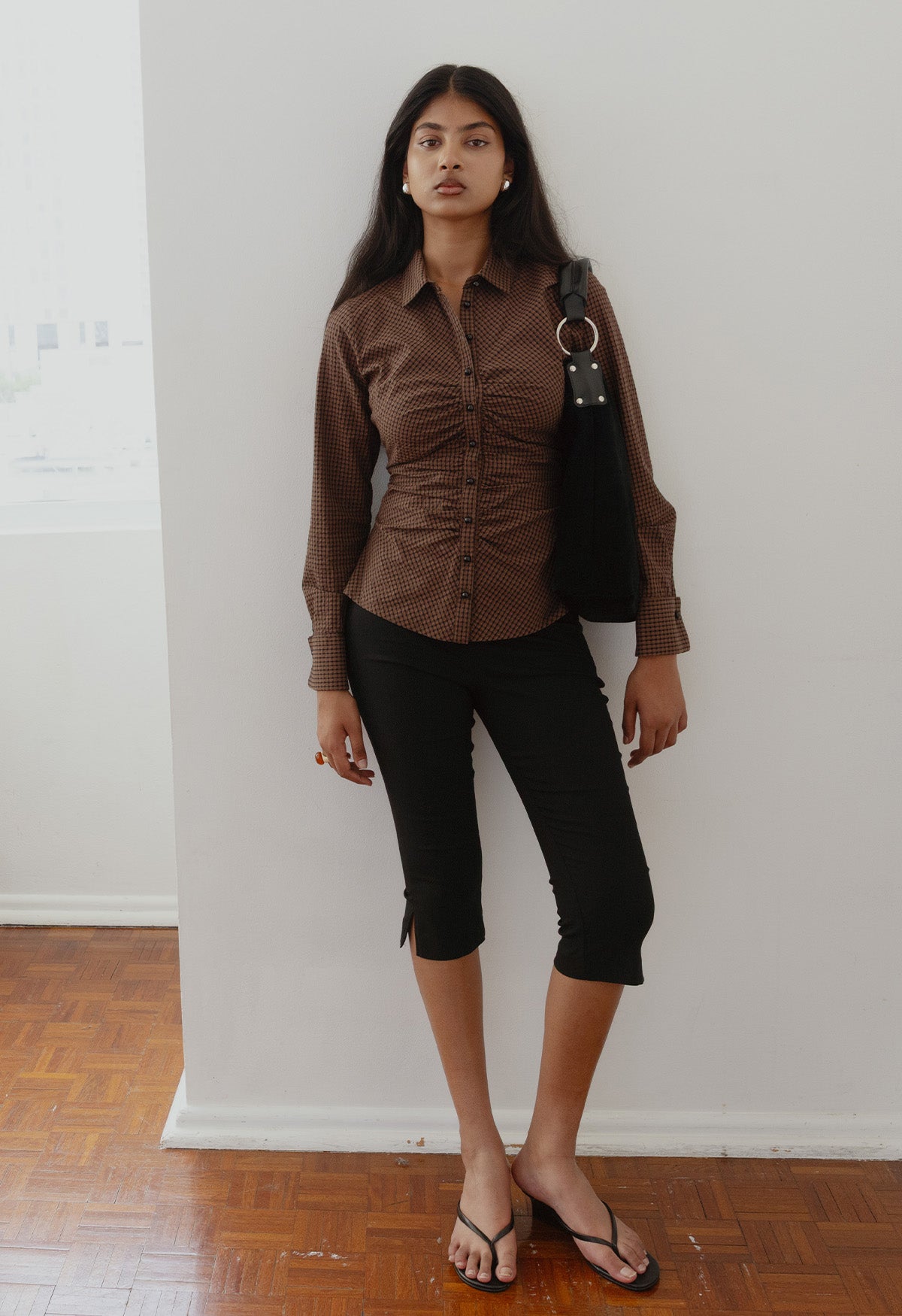 Ruched Front Shirt Ciocco Check
