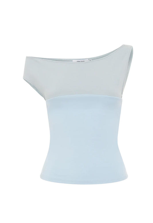 Asym Bardot Top Cielo