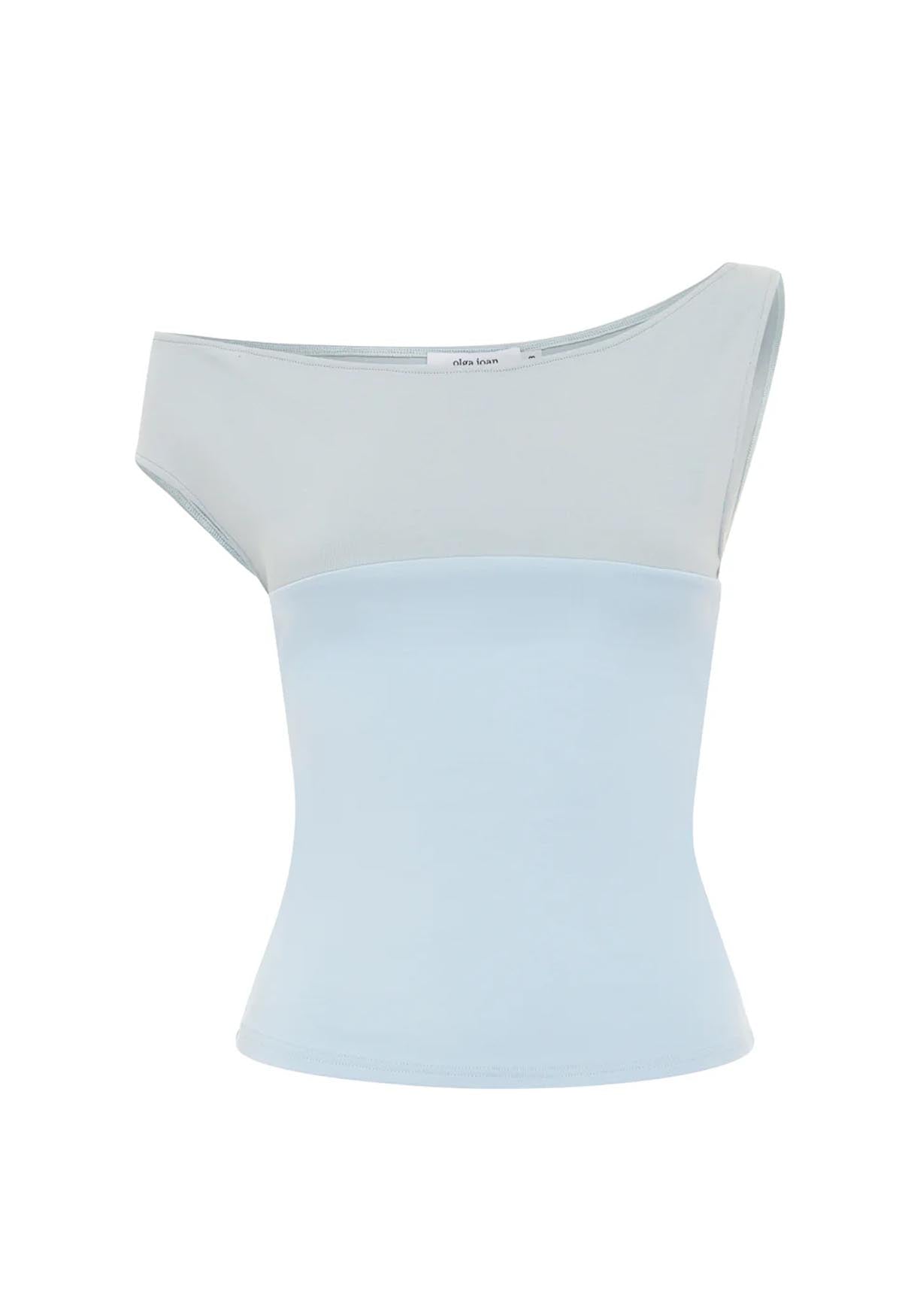Asym Bardot Top Cielo