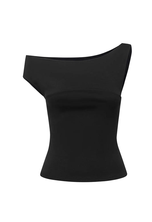 Asym Bardot Top Nera