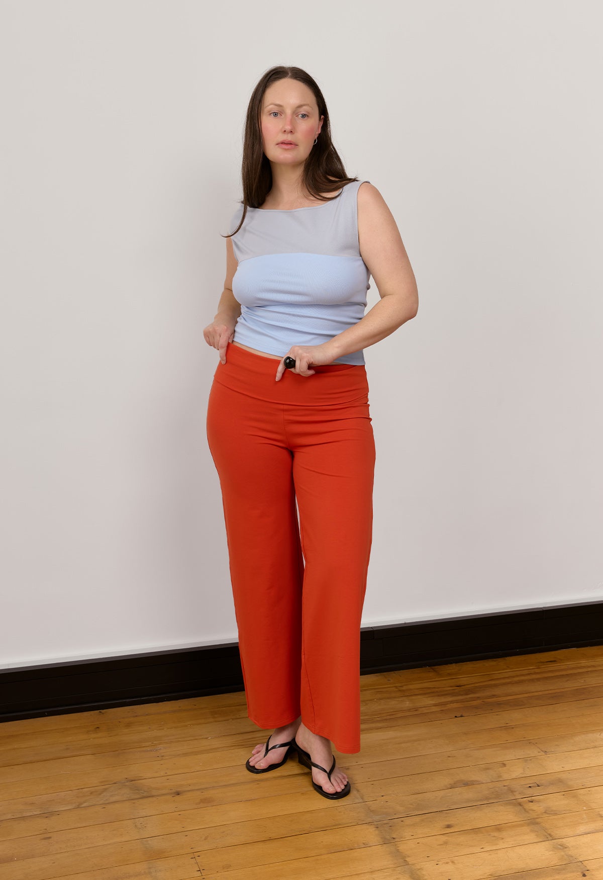 Asym Bardot Top Cielo
