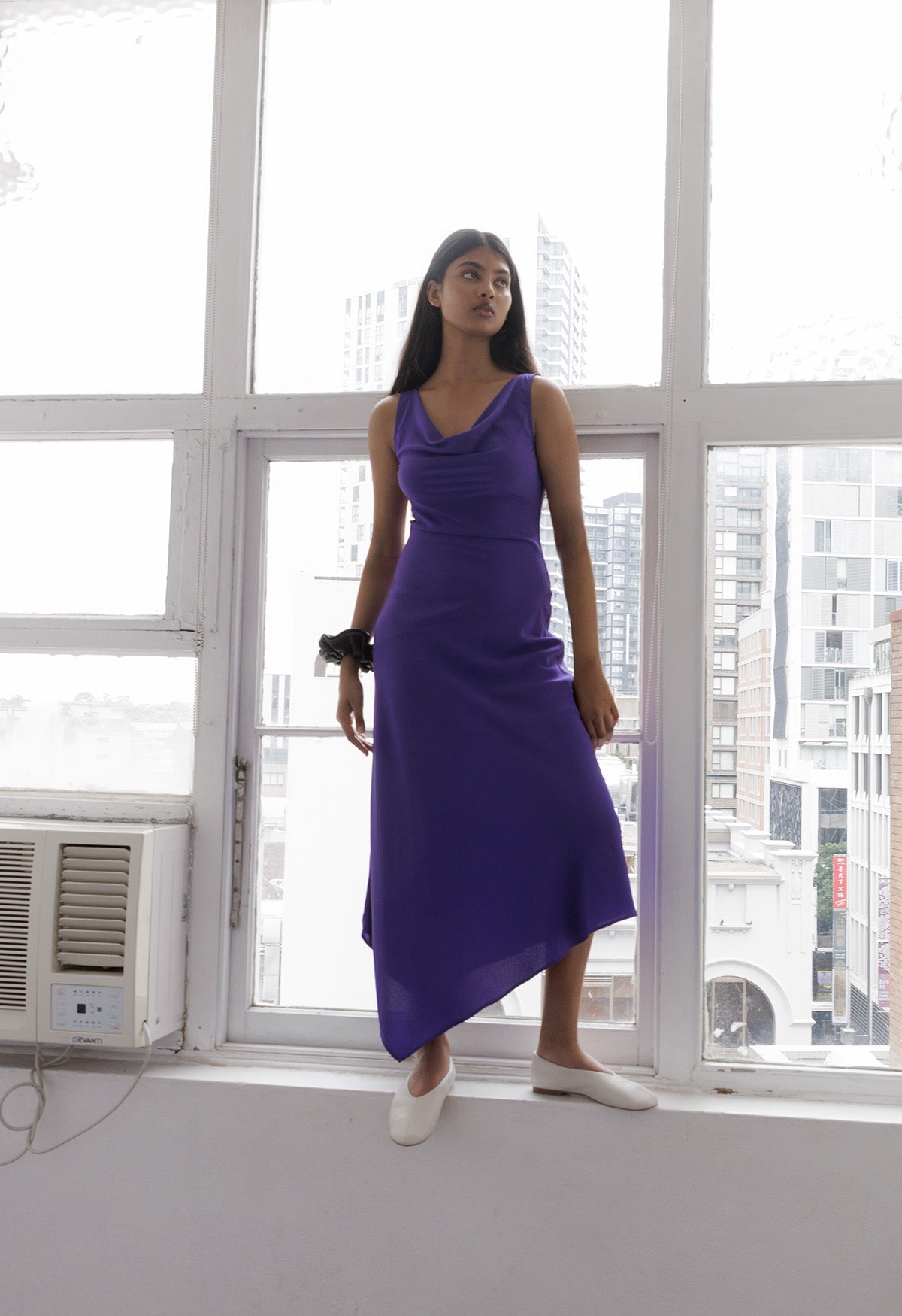 Asymmetrical Cowl Dress Viola