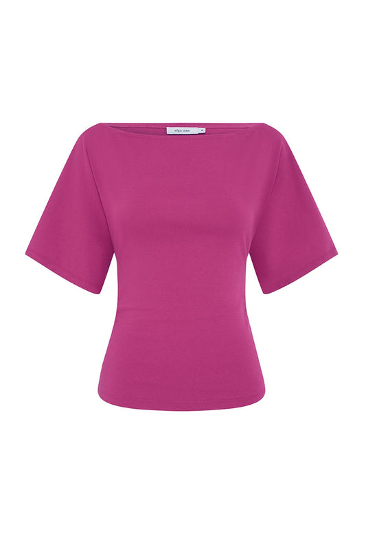 Bardot Ruched Top Magenta