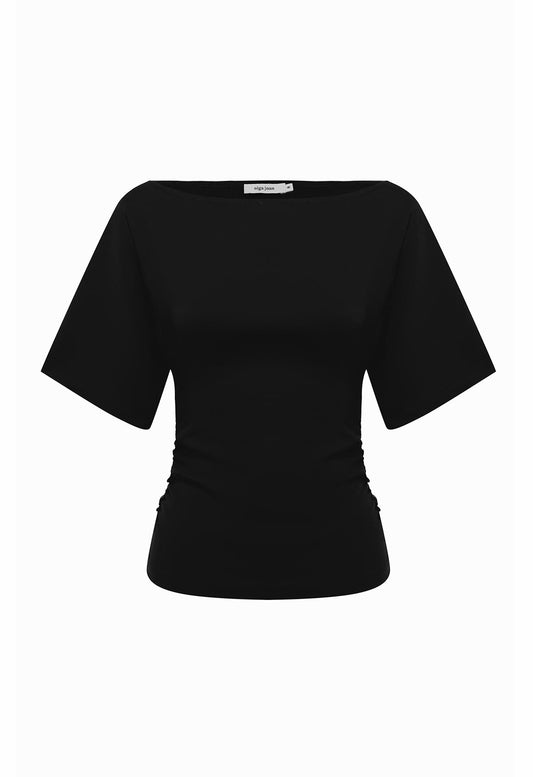 Bardot Ruched Top Nera