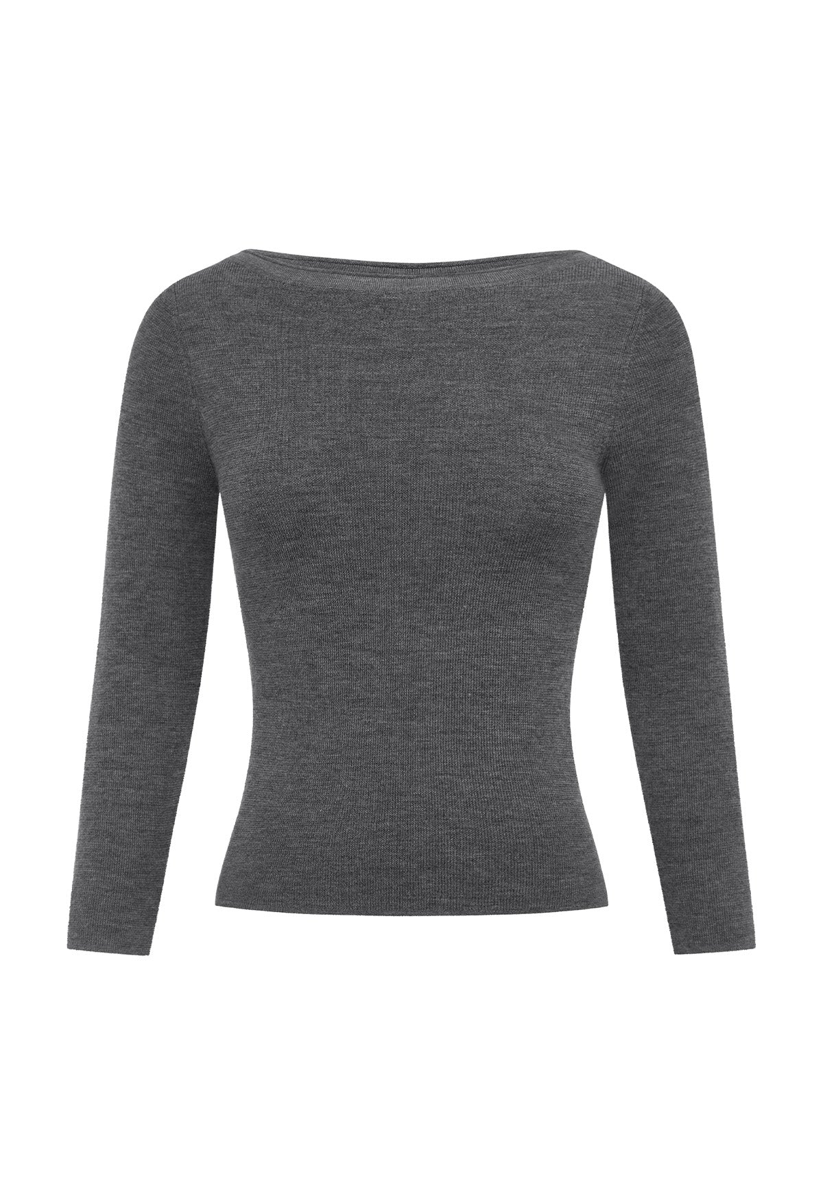 Bateau 3/4 Knit Top Grigio