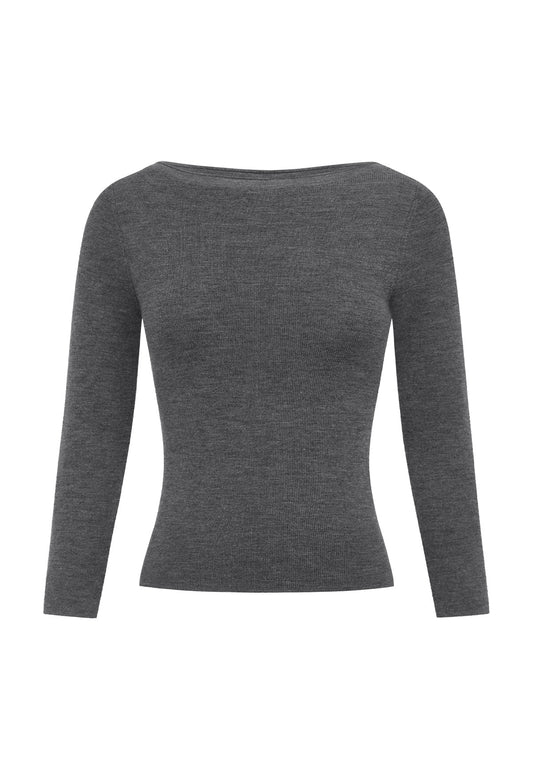 Bateau 3/4 Knit Top Grigio
