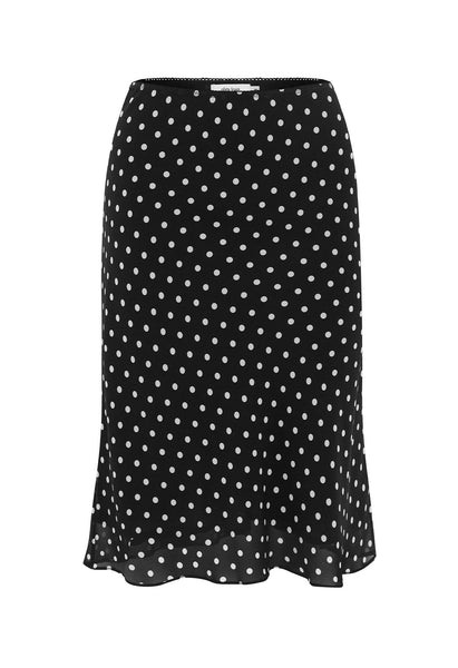 Bias Knee Skirt Pois Nera – Olga Joan
